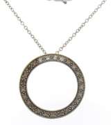 Beautiful 14kt WG White & Chocolate Diamond Open Circle Necklace