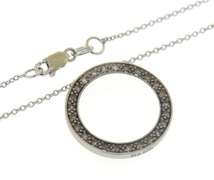 Beautiful 14kt WG White & Chocolate Diamond Open Circle Necklace