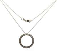 Beautiful 14kt WG White & Chocolate Diamond Open Circle Necklace