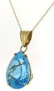 Elegant 14kt YG Pear Blue Topaz Yellow Gold Necklace