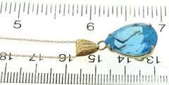 Elegant 14kt YG Pear Blue Topaz Yellow Gold Necklace