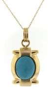 Charming Oval Turquoise Matte & High Polish Necklace