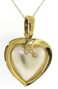 Exciting Heart Mabe Pearl w Diamond Accent Necklace