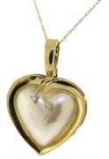 Exciting Heart Mabe Pearl w Diamond Accent Necklace