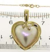 Exciting Heart Mabe Pearl w Diamond Accent Necklace