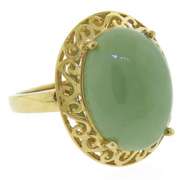 Stunning Yellow Gold Natural Green Jade Ring