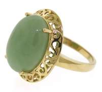 Stunning Yellow Gold Natural Green Jade Ring