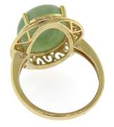Stunning Yellow Gold Natural Green Jade Ring