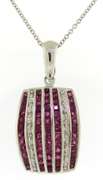 Stunning White Gold Ruby and Diamond Accent Necklace