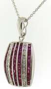Stunning White Gold Ruby and Diamond Accent Necklace