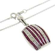 Stunning White Gold Ruby and Diamond Accent Necklace