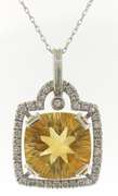 Fantastic Citrine & Diamond Halo Necklace