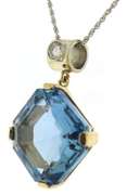 Glowing Blue Topaz & RBC Diamond Bail Necklace
