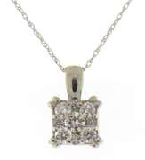 Gorgeous White Gold Diamond Square Cluster Necklace