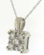 Gorgeous White Gold Diamond Square Cluster Necklace