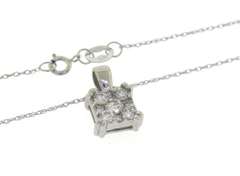 Gorgeous White Gold Diamond Square Cluster Necklace