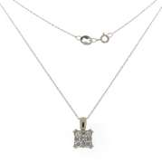 Gorgeous White Gold Diamond Square Cluster Necklace
