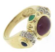 Handsome Diamond Accent & Cab Ruby, Sapp & Emerald Ring