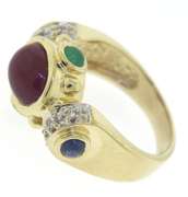 Handsome Diamond Accent & Cab Ruby, Sapp & Emerald Ring
