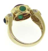 Handsome Diamond Accent & Cab Ruby, Sapp & Emerald Ring