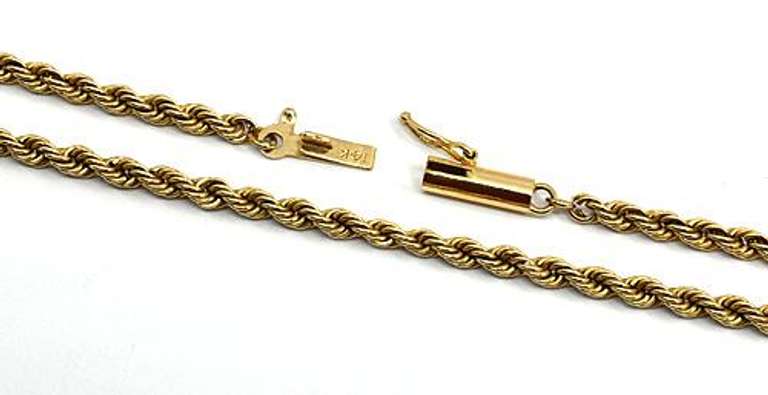 Solid 2.5 mm 14k Rope Necklace