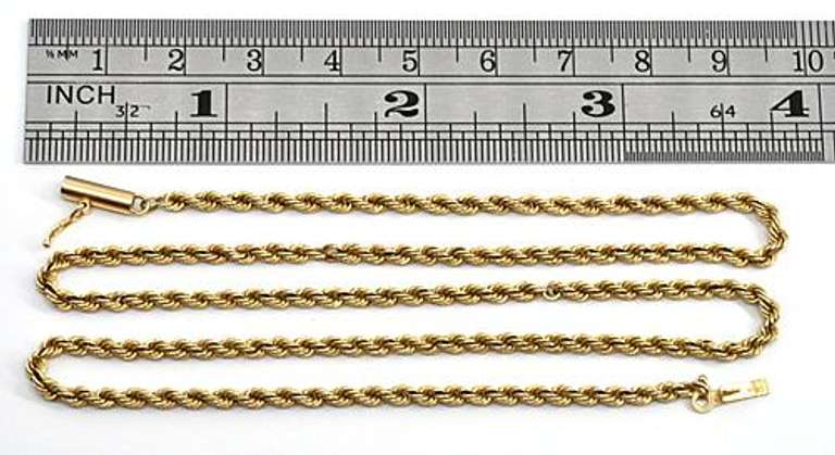 Solid 2.5 mm 14k Rope Necklace