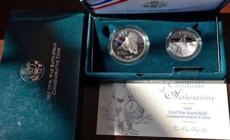 1995 Civil War 2Coin Proof Commem Set OGP