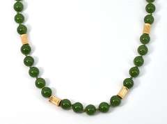 Jadeite and 14k Long Necklace