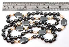 Hematite, Pearl, and Gold Necklace