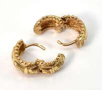Textured 14k Huggie Earrings