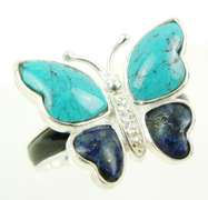 Sterling Gemstone Butterfly Ring, Size 12