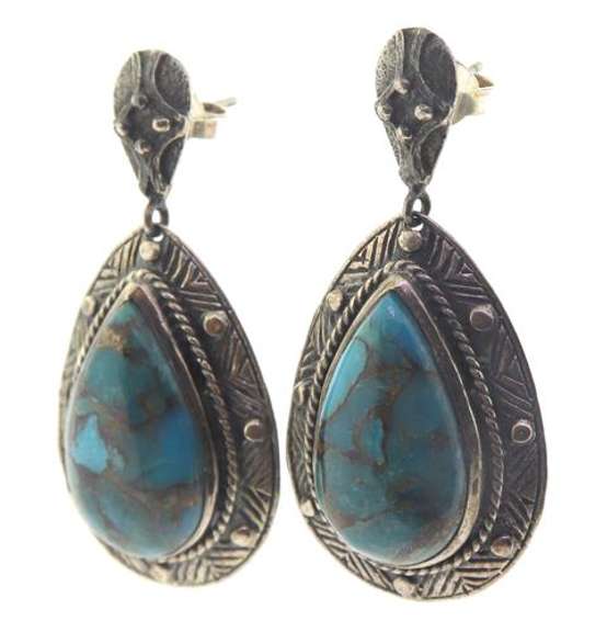 925 Sterling Silver Turquoise Dangle Earrings