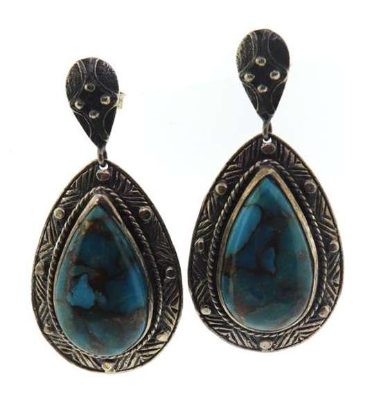 925 Sterling Silver Turquoise Dangle Earrings