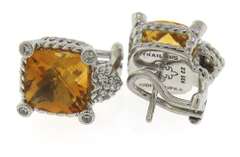 Designer Judith Ripka Amber and CZ Earrings