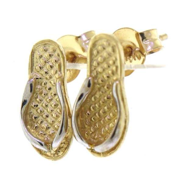 Cute Yellow Gold Flip Flop Stud Earrings