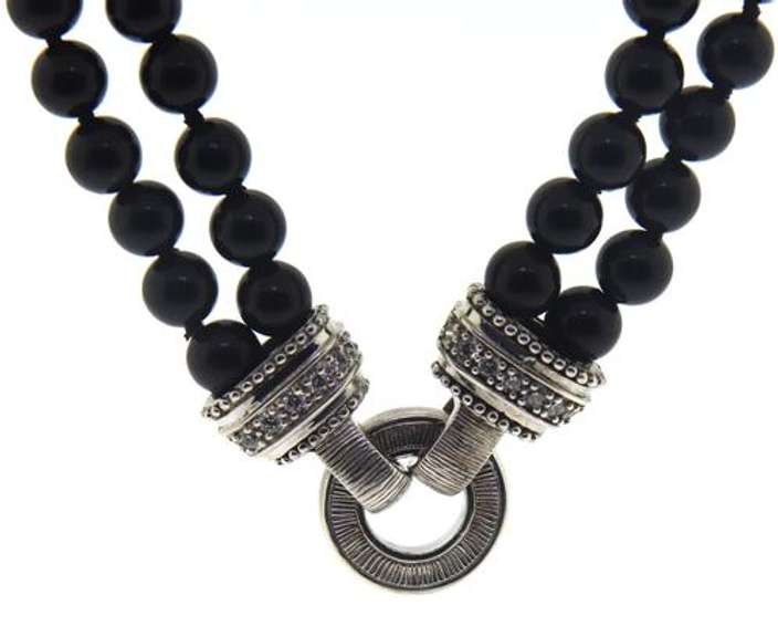Judith Ripka Double Strand Black Onyx Necklace
