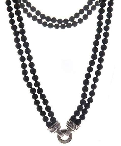 Judith Ripka Double Strand Black Onyx Necklace