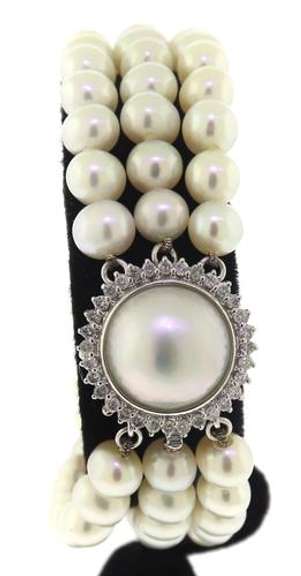 Charming FWP Triple Row Diamond Accent Bracelet