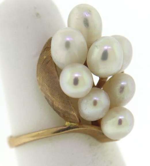 Beautiful 14kt YG Fresh Water Pearl Cluster Ring