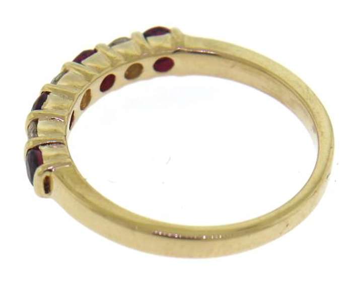 Stackable 14kt YG Alternating Ruby and Diamond Channel Set Ring