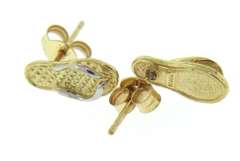 Cute Yellow Gold Flip Flop Stud Earrings