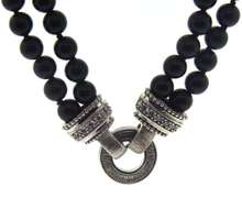 Judith Ripka Double Strand Black Onyx Necklace