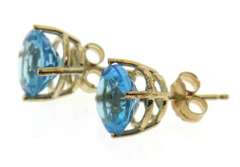 Excellent Yellow Gold Blue Topaz Stud Earrings