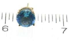 Excellent Yellow Gold Blue Topaz Stud Earrings