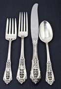 Service for 9 Wallace Rose Point Sterling Flatware