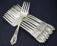 Service for 9 Wallace Rose Point Sterling Flatware