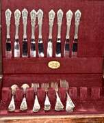 Service for 9 Wallace Rose Point Sterling Flatware