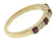 Stackable 14kt YG Alternating Ruby and Diamond Channel Set Ring