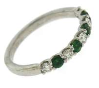 Platinum Alternating Emerald & Diamond Shared Prong Ban