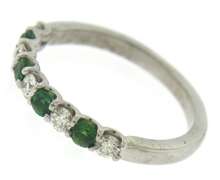 Platinum Alternating Emerald & Diamond Shared Prong Ban